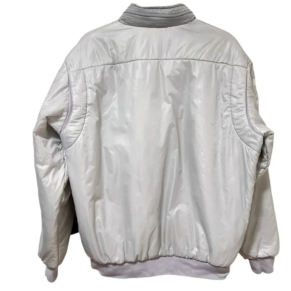 Vintage Lacoste Club Gray Nylon Bomber Jacket L 80s 90s Y2K